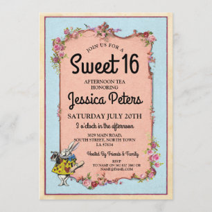 Rustic Sweet 16 Party Wonderland Rabbit Tea Invite
