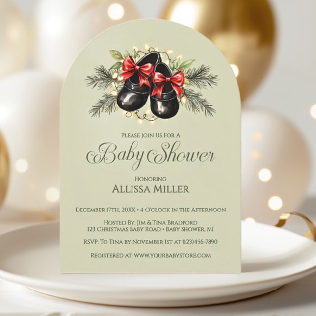 Rustic Sweet December Christmas Girl Baby Shower Invitation (Creator Uploaded)