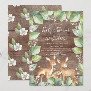 Rustic Sweet Deer Couple Baby Shower Invitation