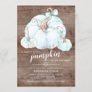 Rustic Sweet Little Pumpkin Boys Baby Shower Invitation