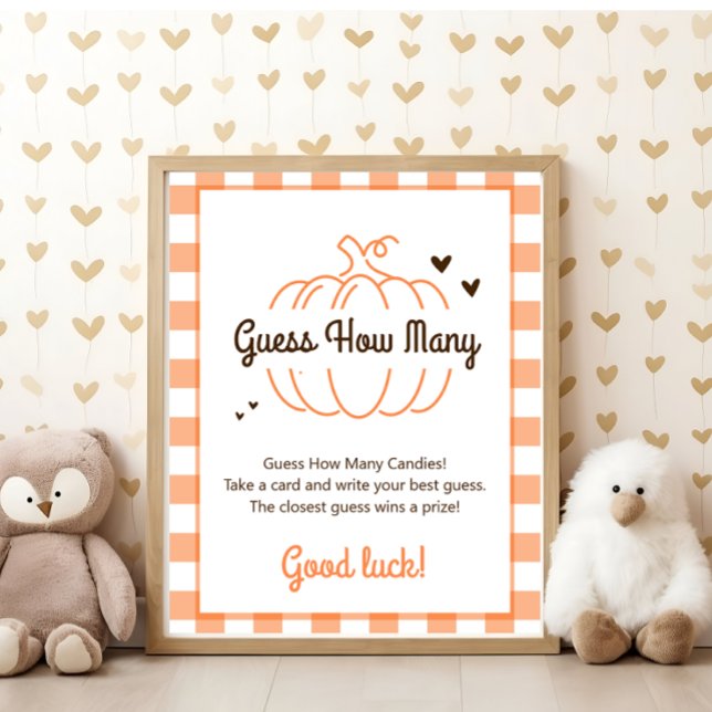 Rustic Sweet Pumpkin Baby Shower Guess How Many Poster (Creator Uploaded)