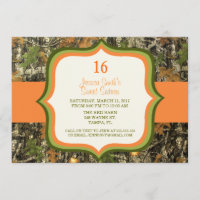 Rustic Sweet Sixteen Camo Birthday Invitation