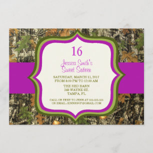 Rustic Sweet Sixteen Camo Birthday Invitation