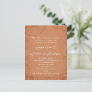Rustic Swirl Terracotta Wedding Invitation Postcard
