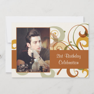 Rustic Swirls Photo Invitation