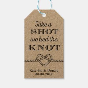 Rustic Take a Shot We Tied The Knot Wedding Kraft  Gift Tags