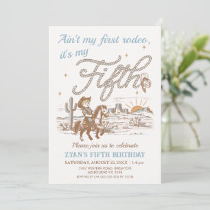 Rustic Tan Aint's My Fist Birthday Fifth Birthday Invitation