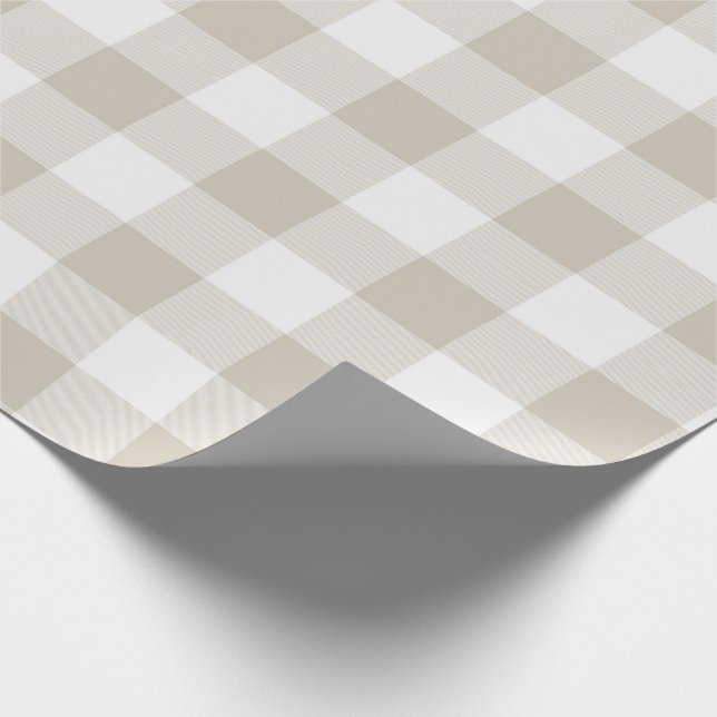 Rustic Tan and White Buffalo Check Pattern Wrapping Paper (Corner)