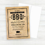 Rustic Tan BBQ Wedding Couples Shower Invitation<br><div class="desc">Casual BBQ / barbecue themed wedding couples shower invitation for the bride and groom features  a pig motif,  custom text in western style fonts,  star accents,  and a colour scheme of black on a neutral tan background with a rustic linen paper / vintage burlap textured appearance.</div>
