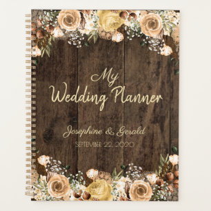 Rustic Tan Bird Wood Country Wedding Planner