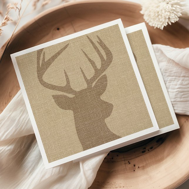 Rustic Tan Burlap Deer Buck Napkin (Creator Uploaded)