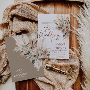 Rustic Tan Fall Boho Wedding Invitation Card
