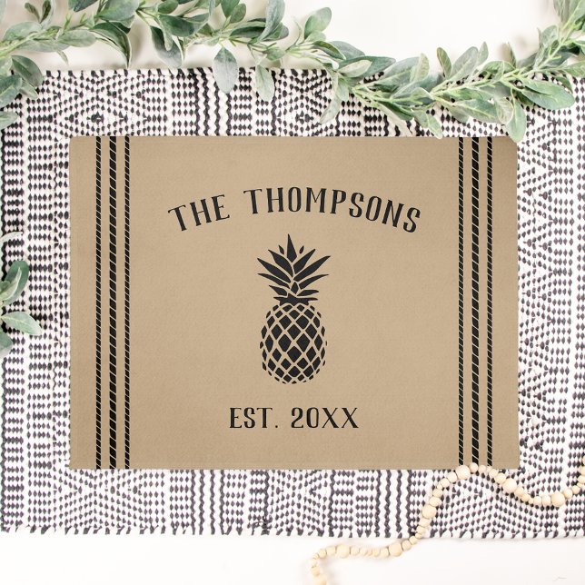 Rustic Tan Personalised Pineapple Doormat (Creator Uploaded)