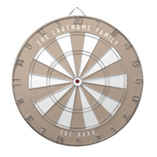 Rustic Tan & White Personalised Family Established Dartboard