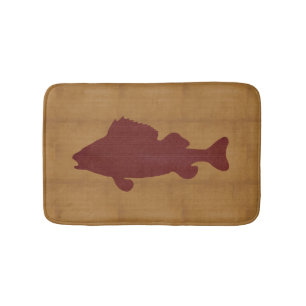 Rustic Tan with Dark Red Fish Bath Mat