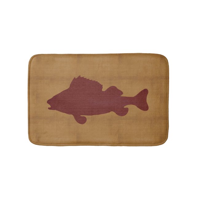 Rustic Tan with Dark Red Fish Bath Mat (Front)