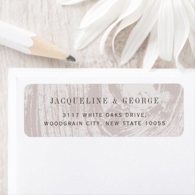 Rustic Tan Wood Grain Autumn Wedding Address (Insitu)