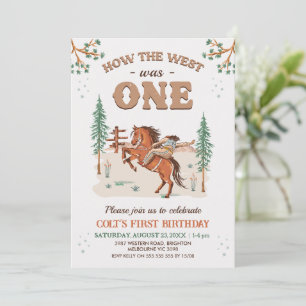 Rustic Tan Woodland How West Was One 1st Birthday Invitation