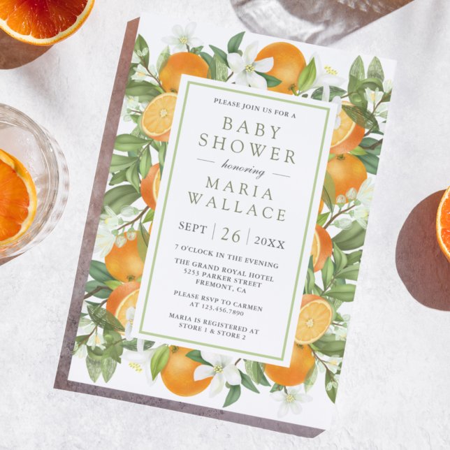 Rustic Tangerine Citrus Orange Baby Shower Invitation (Creator Uploaded)