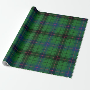 Rustic Tartan Davidson Plaid Green Black Blue Wrapping Paper