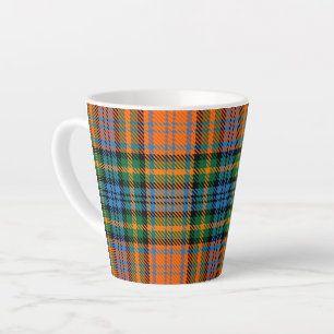Rustic Tartan Murray Plaid Orange Blue Check Latte Mug