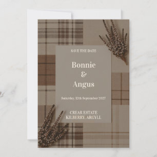 Rustic Tartan Plaid Heather Save the Date Card S