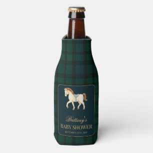 Rustic Tartan Plaid Horse Baby Shower Bottle Cooler