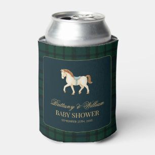 Rustic Tartan Plaid Horse Baby Shower  Can Cooler