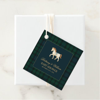 Rustic Tartan Plaid Horse Baby Shower  Favour Tags