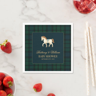 Rustic Tartan Plaid Horse Baby Shower  Napkin