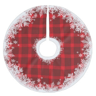 Rustic Tartan Plaid Snowflake Tree Skirt