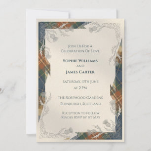 Rustic Tartan Thistle Wedding Invitation