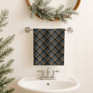 Rustic Tartan Towel – Blue Yellow Gift for Guys