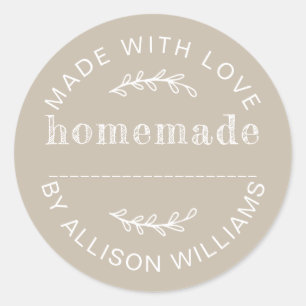 Rustic Taupe Gray Homemade Baked Goods Classic Round Sticker
