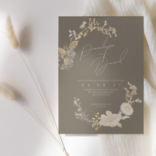 Rustic Taupe & Kraft Boho Wedding Invitation