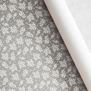 Rustic Taupe Winter Foliage Christmas Wrapping Paper