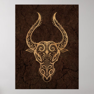 Rustic Taurus Zodiac Sign on Stone Effect