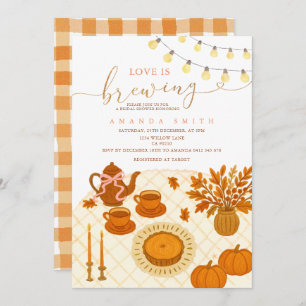Rustic Tea Party Love is brewing Bridal Shower Invitation