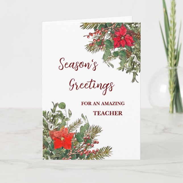 Rustic Teacher Christmas Holiday Card (Front)