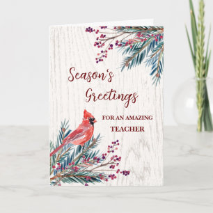 Rustic Teacher Christmas Holiday Card