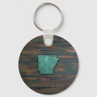 Rustic Teal Arkansas Shape Key Ring