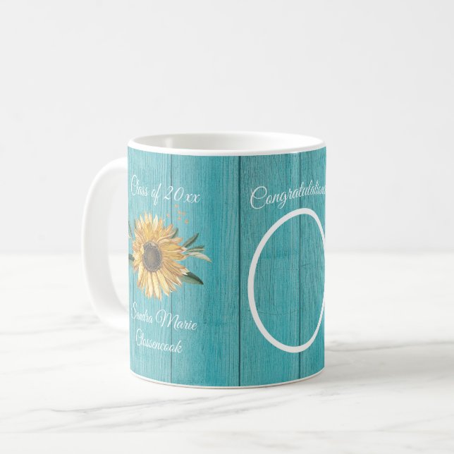 Rustic Teal Blue Barn Wood Coffee Mug (Front Left)