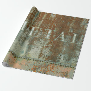 Rustic Teal Brown Vintage Texture Train Typography Wrapping Paper