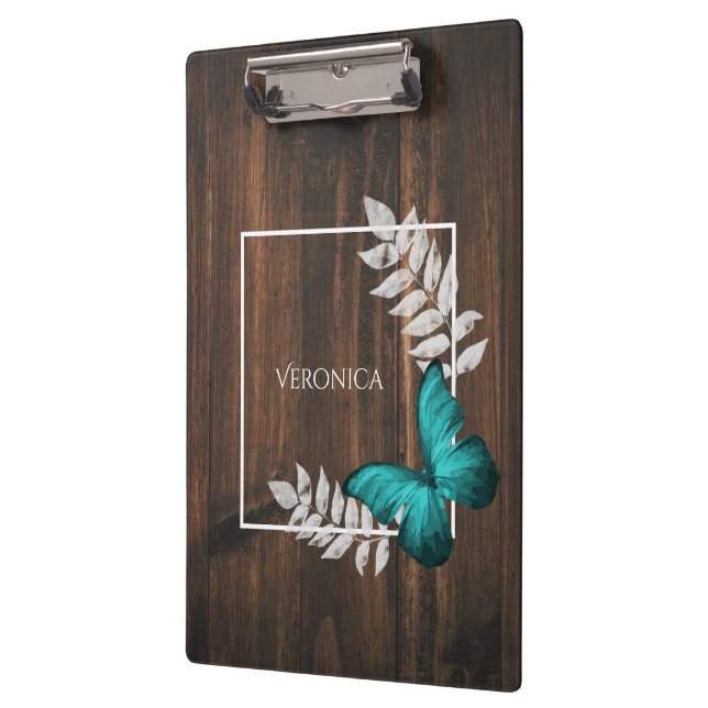 Rustic Teal Butterfly Clipboard (Left)