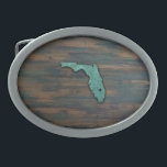 Rustic Teal Florida Shape Belt Buckle<br><div class="desc">Rustic Teal Florida Shape</div>
