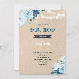 Rustic teal flower countryside invitation