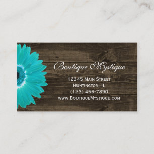 Rustic Teal Gerber Daisy Business Cards