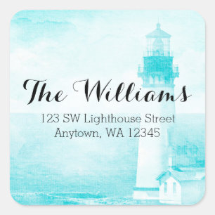 Rustic Teal Lighthouse Address Label