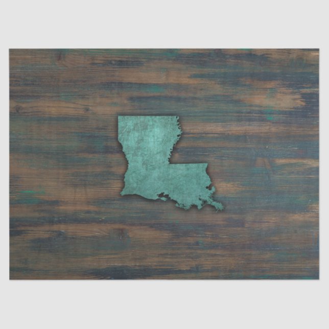 Rustic Teal Louisiana Shape Tissue Paper (Front)