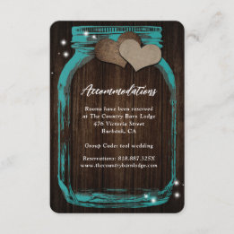 Rustic Teal Mason Jar Wood Accommodation Card